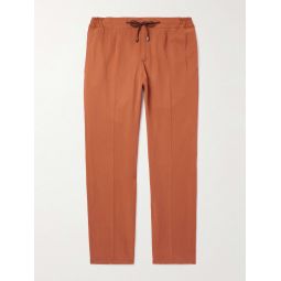 Straight-Leg Lyocell, Linen and Cotton-Blend Drawstring Suit Trousers
