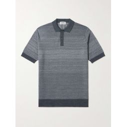 Jacquard-Knit Merino Wool Polo Shirt