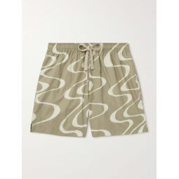 Straight-Leg Printed Organic Cotton Drawstring Shorts
