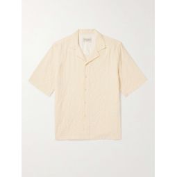 Eren Camp-Collar Cotton-Blend Seersucker Shirt