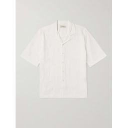 Eren Camp-Collar Embroidered Cotton-Voile Shirt