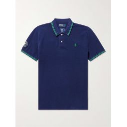 Wimbledon Logo-Embroidered Appliqued Cotton-Pique Polo Shirt