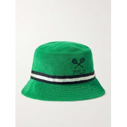 Wimbledon Webbing-Trimmed Logo-Embroidered Cotton-Terry Bucket Hat