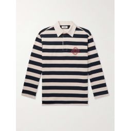 Kharaz Logo-Embroidered Striped Cotton-Jersey Polo Shirt