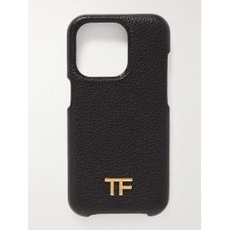 Logo-Embellished Full-Grain Leather iPhone 13 Pro Case