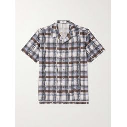 + Lucas Ossendrijver Convertible-Collar Checked Silk-Blend Shirt