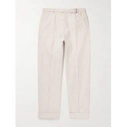 Straight-Leg Belted Cotton and Linen-Blend Trousers