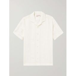 Hibbert Camp-Collar Linen-Blend Jacquard Shirt
