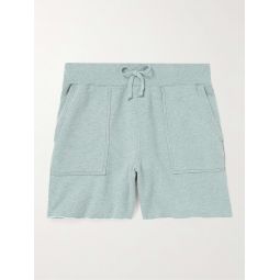 Straight-Leg Distressed Organic Cotton-Jersey Drawstring Shorts