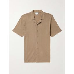 Riviera Camp-Collar Honeycomb-Knit Cotton Shirt