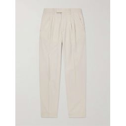 Fritz 1062 Tapered Pleated Stretch-Cotton Seersucker Suit Trousers