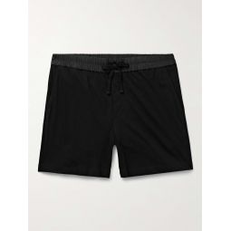 Slim-Fit Poplin-Trimmed Cotton-Jersey Drawstring Shorts