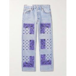 Slim-Fit Tapered Embroidered Jeans