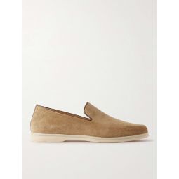 Leather-Trimmed Suede Loafers