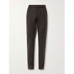 Straight-Leg Pleated Wool-Flannel Trousers