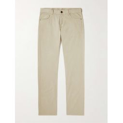 Slim-Fit Straight-Leg Garment-Dyed Stretch Cotton-Blend Trousers