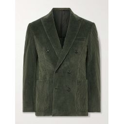 Kei Unstructured Double-Breasted Cotton-Blend Corduroy Suit Jacket