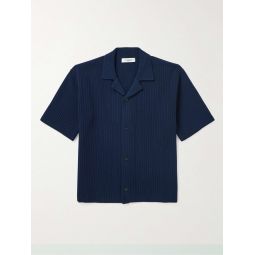 Camp-Collar Ribbed-Knit Shirt