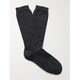 Monogrammed Printed Cotton-Blend Socks