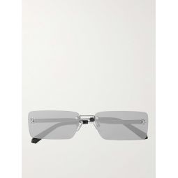 Riccione Rectangle-Frame Silver-Tone Sunglasses