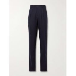 Slim-Fit Pleated Wool-Blend Flannel Trousers