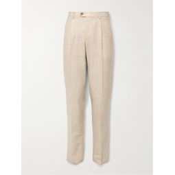 Slim-Fit Pleated Checked Alpaca-Blend Suit Trousers