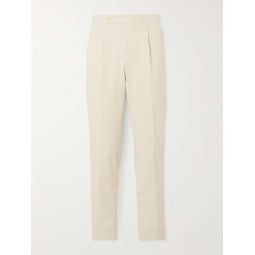 Straight-Leg Pleated Cotton-Blend Seersucker Suit Trousers