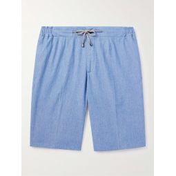 Straight-Leg Cotton-Chambray Drawstring Shorts
