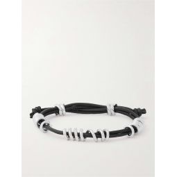 Platinum-Plated and Leather Bracelet