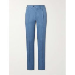 Straight-Leg Pleated Lyocell-Blend Suit Trousers