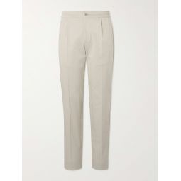 Straight-Leg Pleated Lyocell-Blend Suit Trousers