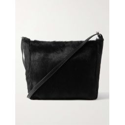 Leather-Trimmed Calf Hair Messenger Bag