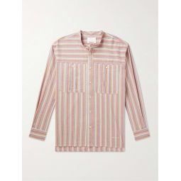 Taylori Grandad-Collar Striped Cotton-Poplin Shirt