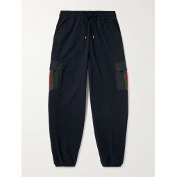 Tapered Webbing-Trimmed Jersey Sweatpants