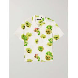 Avery Convertible-Collar Floral-Print Crepe Shirt
