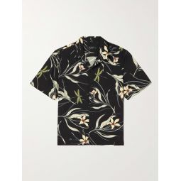 Avery Convertible-Collar Printed Crepe Shirt