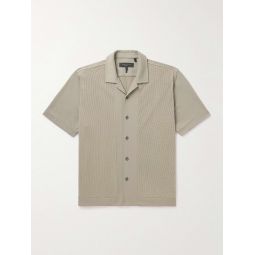 Avery Camp-Collar Honeycomb-Knit Cotton Shirt