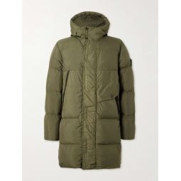 Logo-Appliqued Quilted Shell Hooded Down Jacket