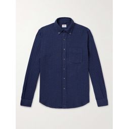 New Robert Button-Down Collar Checked Cotton-Flannel Shirt