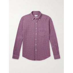 New Robert Button-Down Collar Checked Cotton-Flannel Shirt