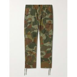 Slim-Fit Straight-Leg Embroidered Camouflage-Print Cotton-Canvas Cargo Trousers