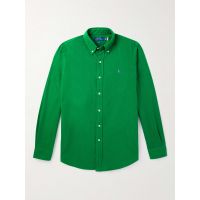 Button-Down Collar Logo-Embroidered Cotton-Flannel Shirt