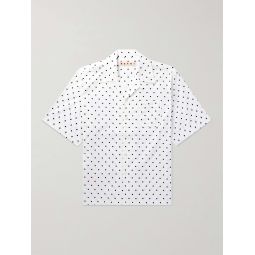 Convertible-Collar Polka-Dot Cotton-Poplin Shirt