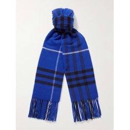 Fringed Checked Wool and Cashmere-Blend Scarf