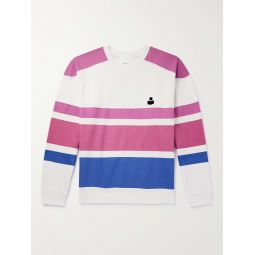 Logo-Flocked Striped Cotton-Blend Jersey Sweatshirt