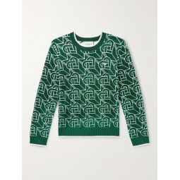 Slim-Fit Logo-Embellished Metallic Jacquard-Knit Sweater