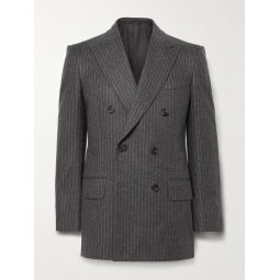 Double-Breasted Prinstriped Wool-Flannel Blazer