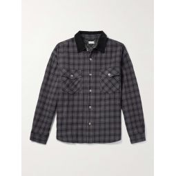Corduroy-Trimmed Checked Cotton-Flannel Shirt