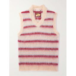Brushed Striped Mohair-Blend Sweater Vest