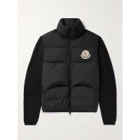 Slim-Fit Logo-Appliqued Ribbed-Knit and Quilted Shell Down Zip-Up Cardigan